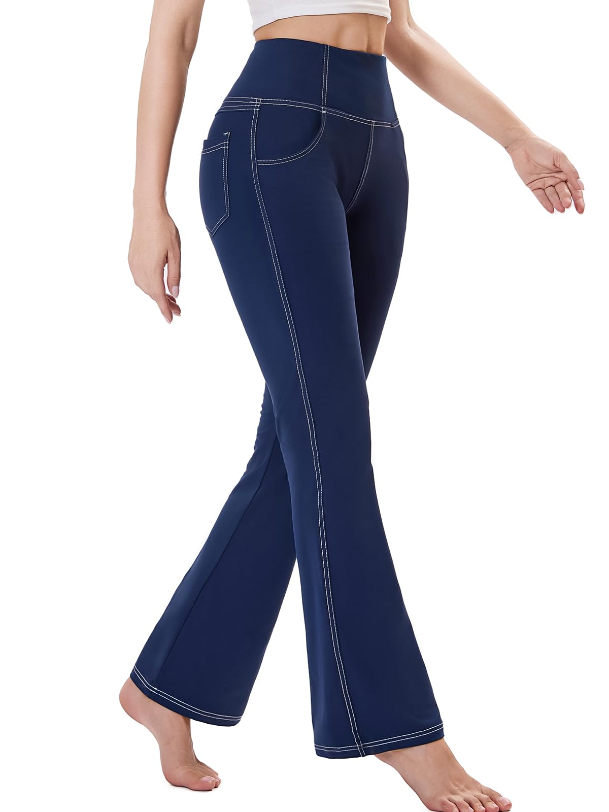 Flare Leggings for Women, Stretchy High Waisted Bootcut Workout Yoga Pants Tummy Control Butt Lift Bell Bottom Jeans