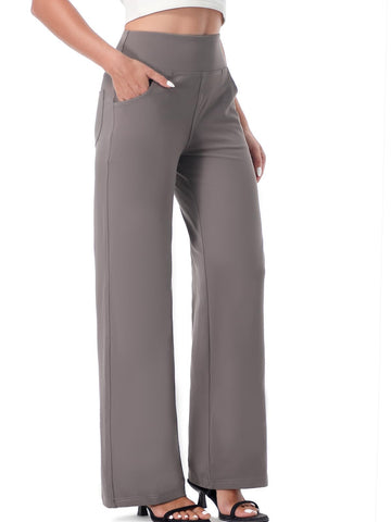 Wide Leg Pants for Woman, High Waisted Loose Casual Pull on Yoga Pants with Pockets Dress Trousers for Work/Athletic